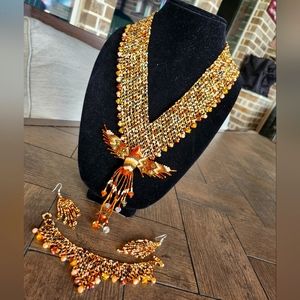 Beaded Hummingbird Necklace with Earrings and Bracelet